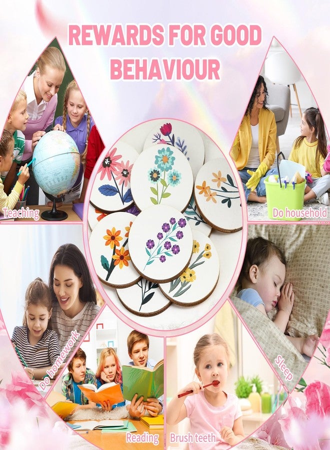 CypherX Kids Reward Tokens, Unique Wooden Tokens for Kids, 30 Redeemable Tokens with Colorful Flower Designs, Symbolizing Growth and Progress, Round - Image 4
